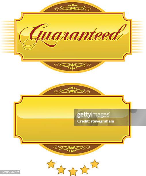 garantierte eingraviertem, goldenen plaketten - nameplate stock-grafiken, -clipart, -cartoons und -symbole