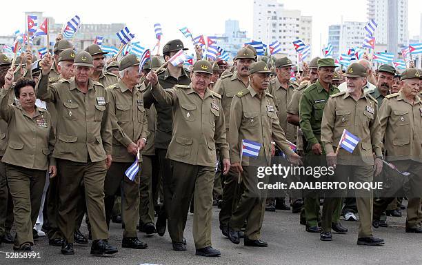 Cuban Minister of Defence Raul Castro , Vice Presiddent of the Council of State Juan Almeida Bosque and former Interior Minister Ramiro Valdez take...