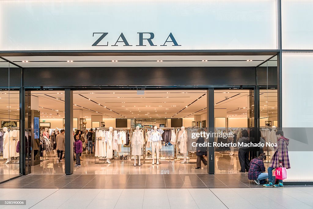 Zara store entrance in Eaton Center. The company is a...
