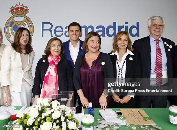 Albert Rivera and Cuchi Perez , Paquita Torres attend the Real Madrid Cancer Charity Table to collect funds for the Spanish Cancer Association on May...