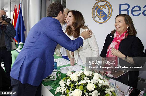 Albert Rivera and Paquita Torres attend the Real Madrid Cancer Charity Table to collect funds for the Spanish Cancer Association on May 5, 2016 in...