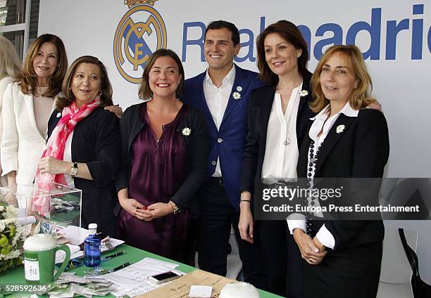 Albert Rivera and Cuchi Perez , Paquita Torres and Nuria Gonzalez attend the Real Madrid Cancer Charity Table to collect funds for the Spanish Cancer...