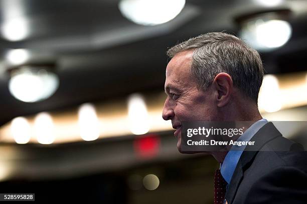 Martin O��Malley , former Maryland governor and former 2016 presidential hopeful, mingles with guests before the start of a panel discussion at the...