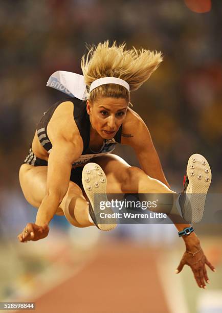 Paraskevi Papachristou of Greece competes in the Women's Triple Jump final during the Doha IAAF Diamond League 2016 meeting at Qatar Sports Club on...