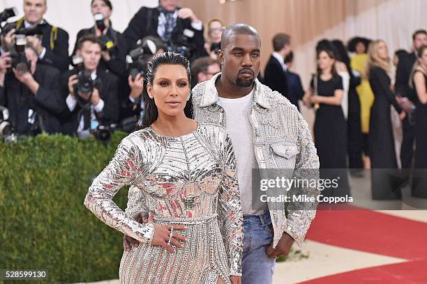 Kim Kardashian and Kanye West attend the "Manus x Machina: Fashion In An Age Of Technology" Costume Institute Gala at Metropolitan Museum of Art on...