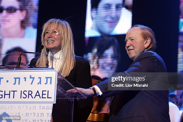 Philanthropist Sheldon Adelson and his wife Miriam Adelson are seen during Taglit-Birthright annual event on January 01, 2009 in Jerusalem, Israel.