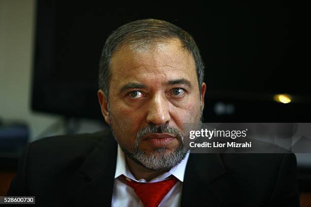 Israel Beitenu right wing Leader Avigdor Liberman is seen during a meeting on January 21, 2009 in Jerusalem, Israel.