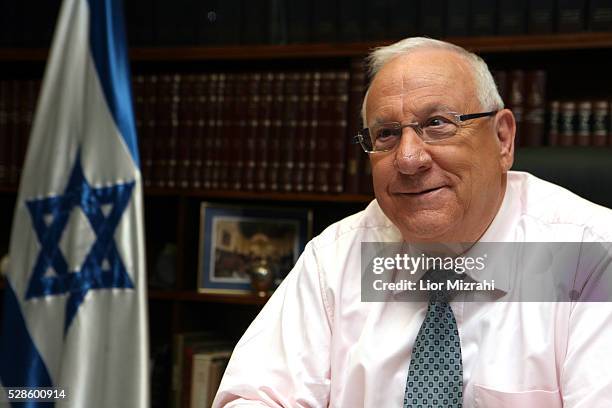 Israeli Speaker of the Knesset Reuven Rivlin speaks during an interview on January 24, 2010 in Jerusalem, Israel.