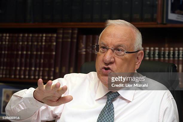 Israeli Speaker of the Knesset Reuven Rivlin speaks during an interview on January 24, 2010 in Jerusalem, Israel.