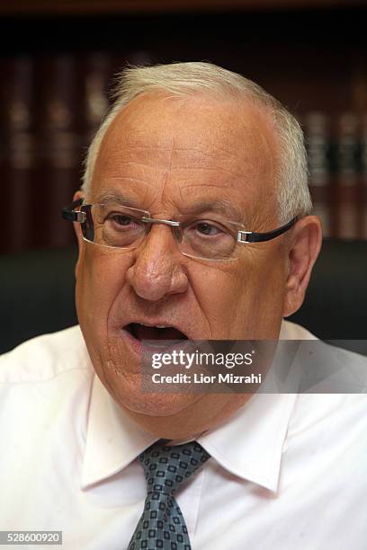 Israeli Speaker of the Knesset Reuven Rivlin speaks during an interview on January 24, 2010 in Jerusalem, Israel.