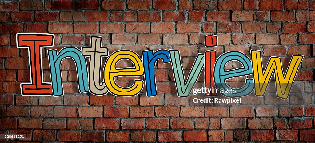 Interview Brick wall Single Word Text Background Clean Concept