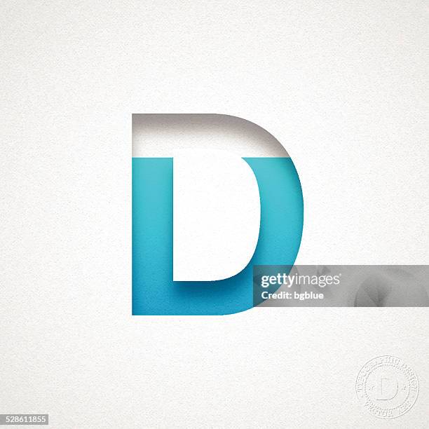 ilustrações, clipart, desenhos animados e ícones de alfabeto design 3d azul em aquarela papel de carta - letra d