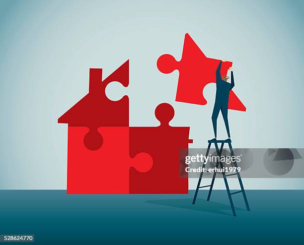 jigsaw puzzle - housing development stock illustrations