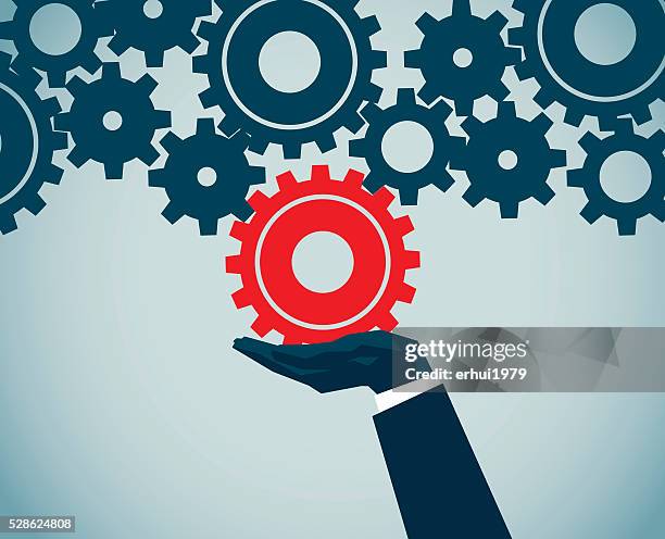 cogwheel - hand cog stock illustrations