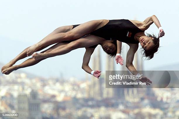 Barcelona; Wasserspringen/Turmspringen/10m Synchronspringen/Finale/Frauen; Siegerinnen Lishi LAO und Ting LI/CHN