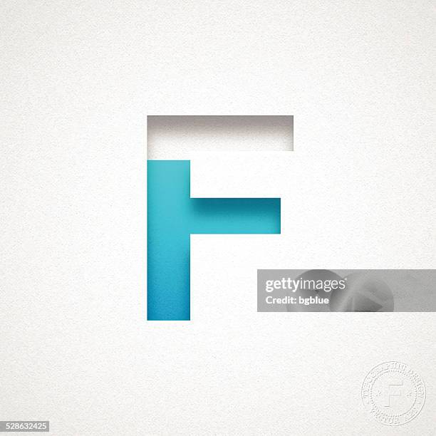 alphabet f design - blue letter on watercolor paper - f stock illustrations