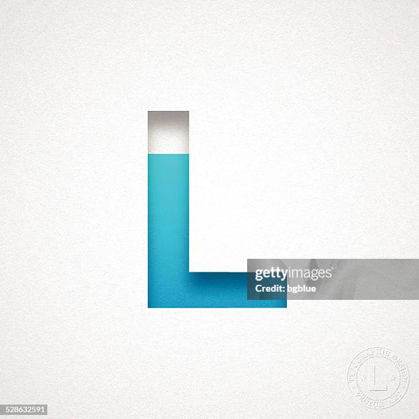 alphabet l design - blue letter on watercolor paper - letter l stock illustrations