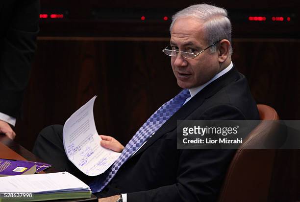 Israeli Prime Minister Benjamin Netanyahu is seen during a session of the Knesset, Israeli Parliament, on December 29, 2010 in Jerusalem, Israel.