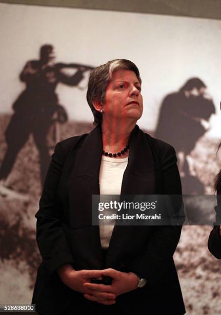 Secretary of Homeland Security, Janet Napolitano, visits to the Yad Vashem Holocaust Memorial museum on January 03, 2011 in Jerusalem, Israel.