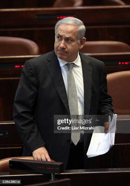 Israeli Prime Minister Benjamin Netanyahu is seen in the Knesset, Israeli Parliament, on January 04, 2011 in Jerusalem, Israel.