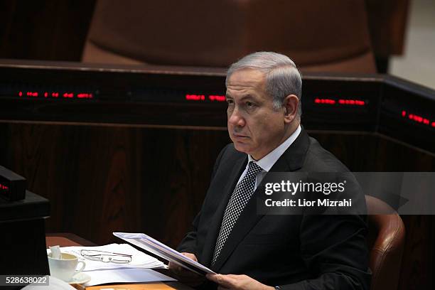 Israeli Prime Minister Benjamin Netanyahu is seen in the Knesset, Israeli Parliament on January 04, 2011 in Jerusalem, Israel.