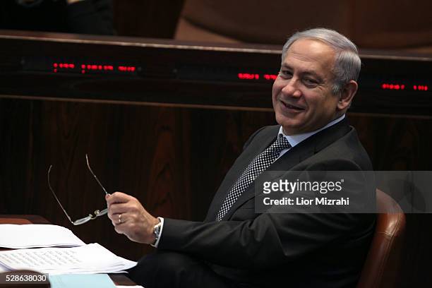 Israeli Prime Minister Benjamin Netanyahu is seen in the Knesset, Israeli Parliament on January 04, 2011 in Jerusalem, Israel.