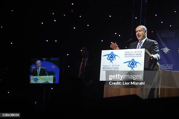 Israeli Prime Minister Benjamin Netanyahu speaks during the Taglit-Birthright annual event on January 06, 2011 in Jerusalem, Israel.