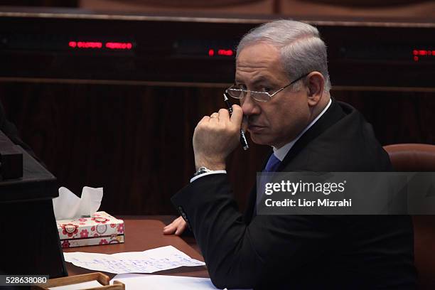 Israeli Prime Minister Benjamin Netanyahu is seen in the Knesset, Israeli Parliament, on January 19, 2011 in Jerusalem, Israel.