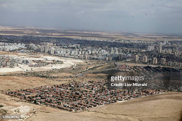View from a plane to the southern Israeli city of Beer-Sheva on April 16, 2013.
