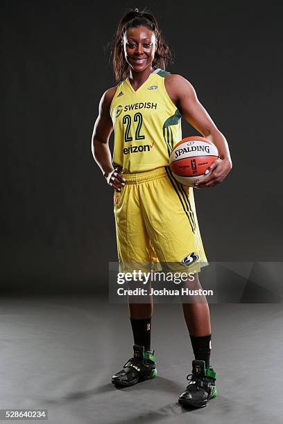 Monica Wright of the Seattle Storm poses for a photo during media day at Key Arena in Seattle, Washington May 05, 2016. NOTE TO USER: User expressly...