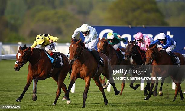 Ted Durcan rides Abingdon to win The Perfect Ten Maiden Fillies' Stakes at Ascot racecourse on May 06, 2016 in Ascot, England.