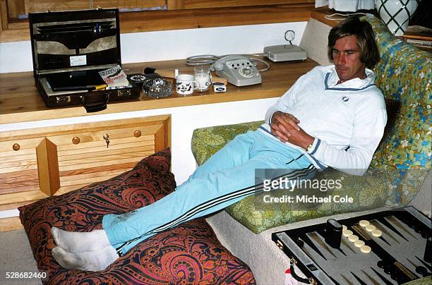 Racing Driver James Hunt relaxing at home in Spain Feb 1979