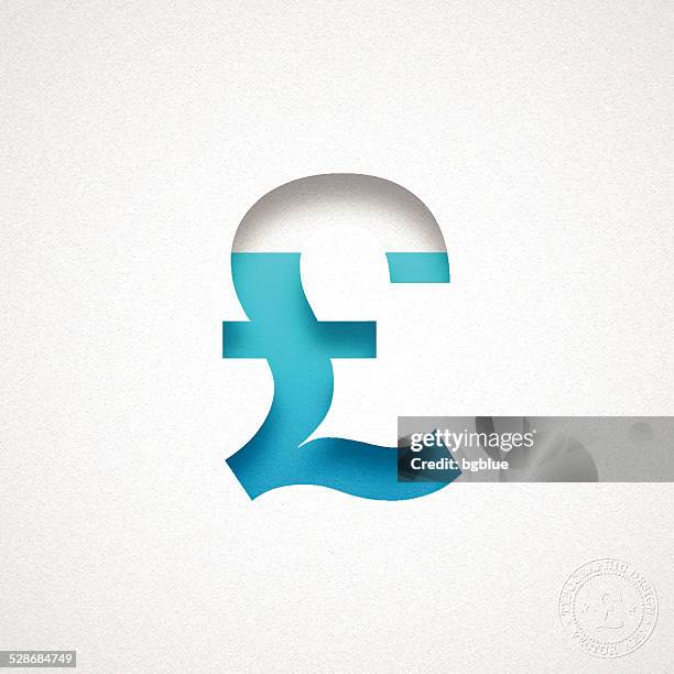pound sterling symbol (£) - blue symbol on watercolor paper - tampon stock illustrations