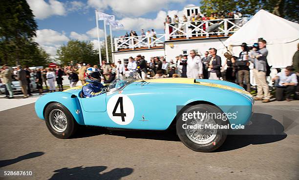 Ferrari 375 MM Spyder driven by Mark Donaldson from the Assembly Area onto the track for the Lavant Cup