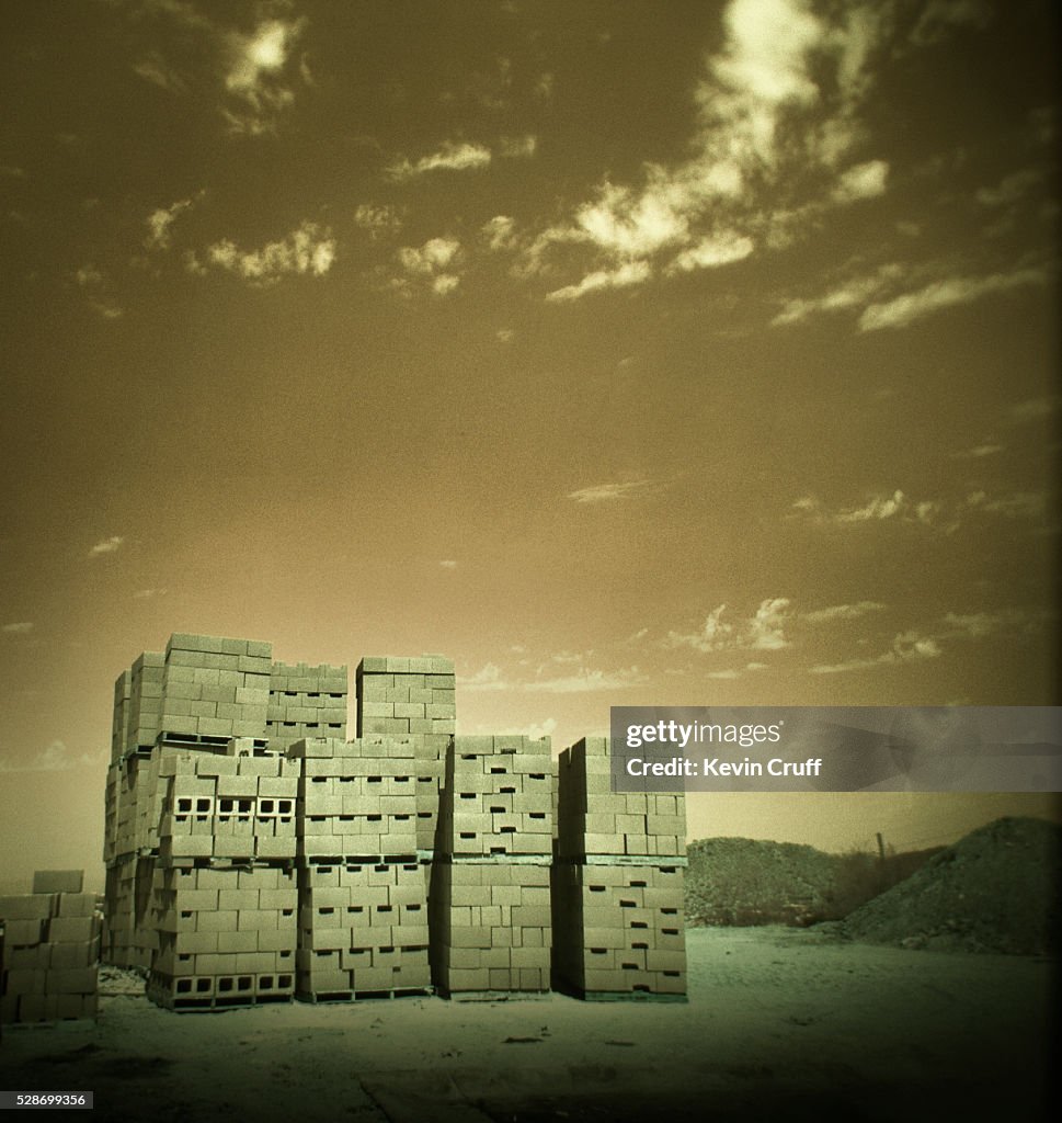 Cinder Block at Construction Site by Kevin Cruff