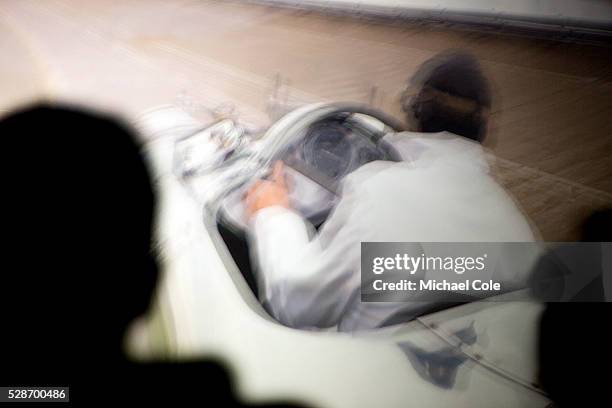 Napier Railton Race Experience in theatre at The Double Twelve Motoring Festival Press Day at The Brooklands Museum 26th Feb 2015