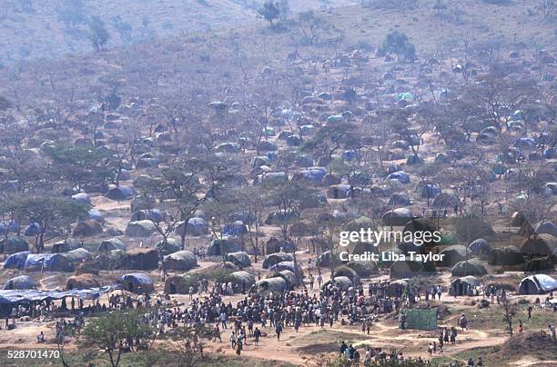 camp of hutu refugees in tanzania - refugee camp africa stock pictures, royalty-free photos & images