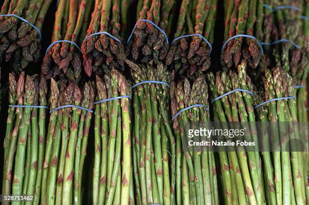 fresh asparagus at seattle's pike place market - natalie pike fotografías e imágenes de stock