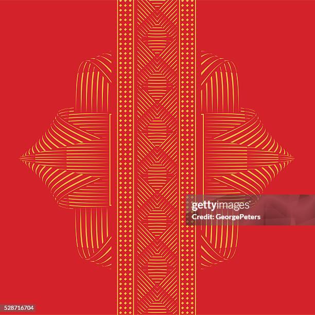 vibrant mirrored pattern with seamless ribbon - maroon flowers stock illustrations