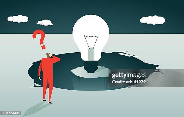 stockillustraties, clipart, cartoons en iconen met thinking,contemplation, solution,strategy,solution, light bulb, lamp - pitfall