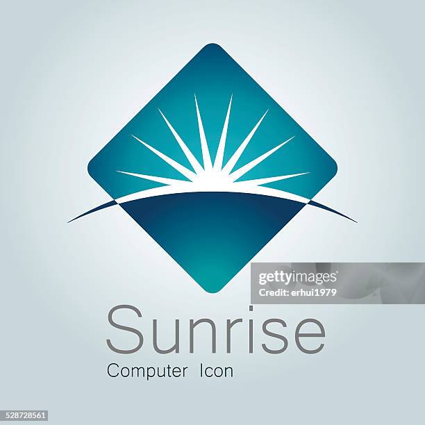 ilustrações de stock, clip art, desenhos animados e ícones de sinal, nascer do sol, terra de planeta globo de logotipo moderno, linha do horizonte - horizon