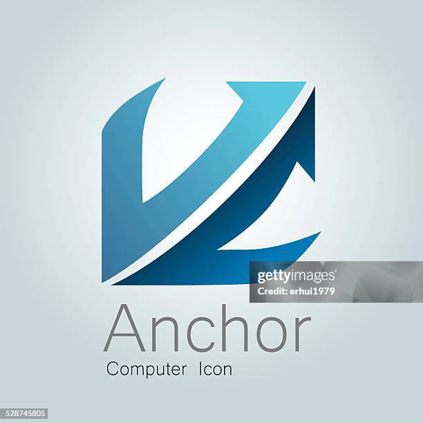 anchor computer icon - import export logo stock illustrations