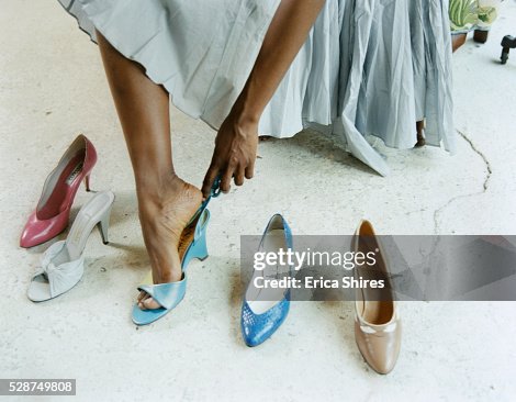 Woman Trying Shoes On