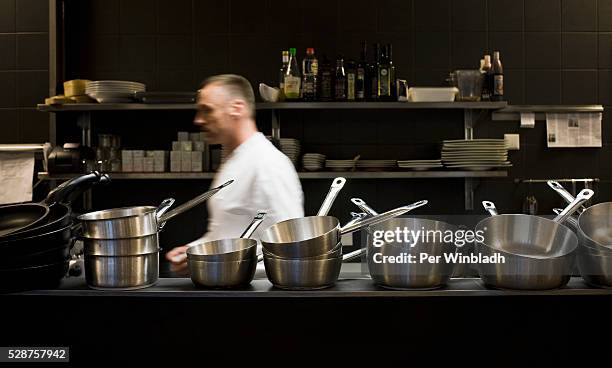 busy chef in kitchen - cocina comercial fotografías e imágenes de stock