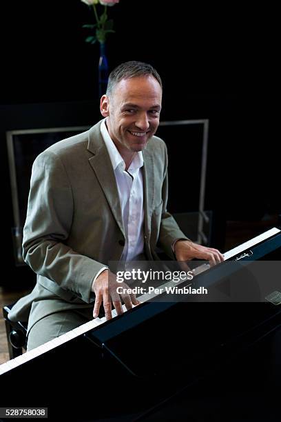 smiling man playing piano - pianist portrait stock pictures, royalty-free photos & images