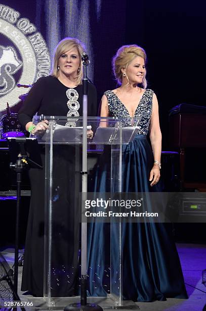 Tammy York-Day and Tonya York-Dees speak onstage during the Unbridled Eve Gala during the 142nd Kentucky Derby on May 6, 2016 in Louisville, Kentucky.