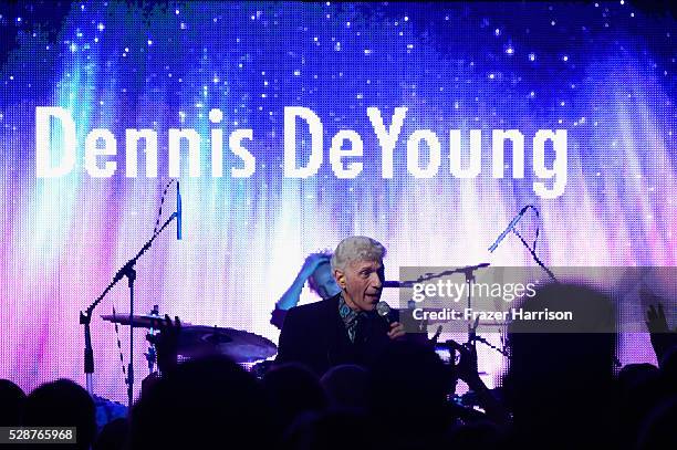 Former lead singer of Styx Dennis DeYoung performs onstage during the Unbridled Eve Gala during the 142nd Kentucky Derby on May 6, 2016 in...