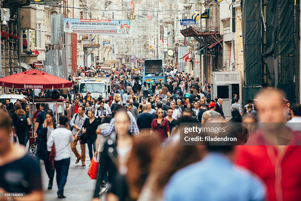 Crowded Istiklal street in Istanbul