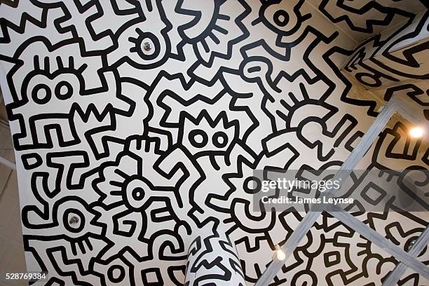 Keith Haring visiting his Pop Shop on Lafayette Street September