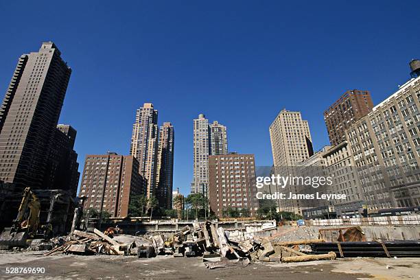 Construction of the Time Warner Center at Columbus Circle.